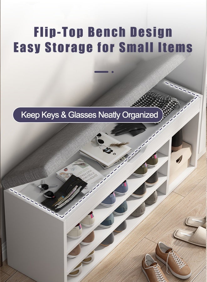 كوزينيست مقعد أحذية مع خزانة تخزين للمدخل، رف أحذية قابل للجلوس عند الباب، مقعد تبديل أحذية طويل بتصميم عصري موفر للمساحة للمنزل - Image 3